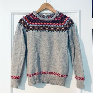 Boden Fair Isle Crew neck grey sweater Sz 6